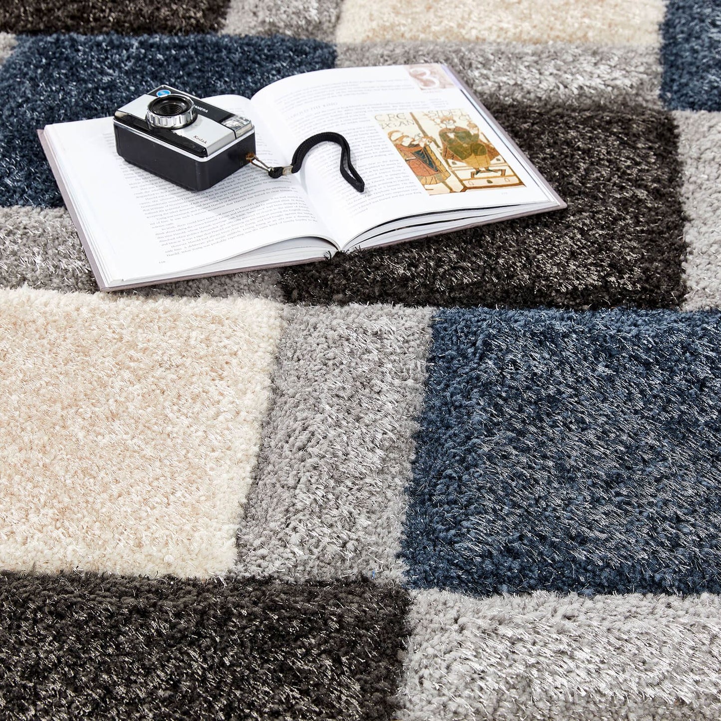 3D Geo Shaggy Blue Modern Rugs