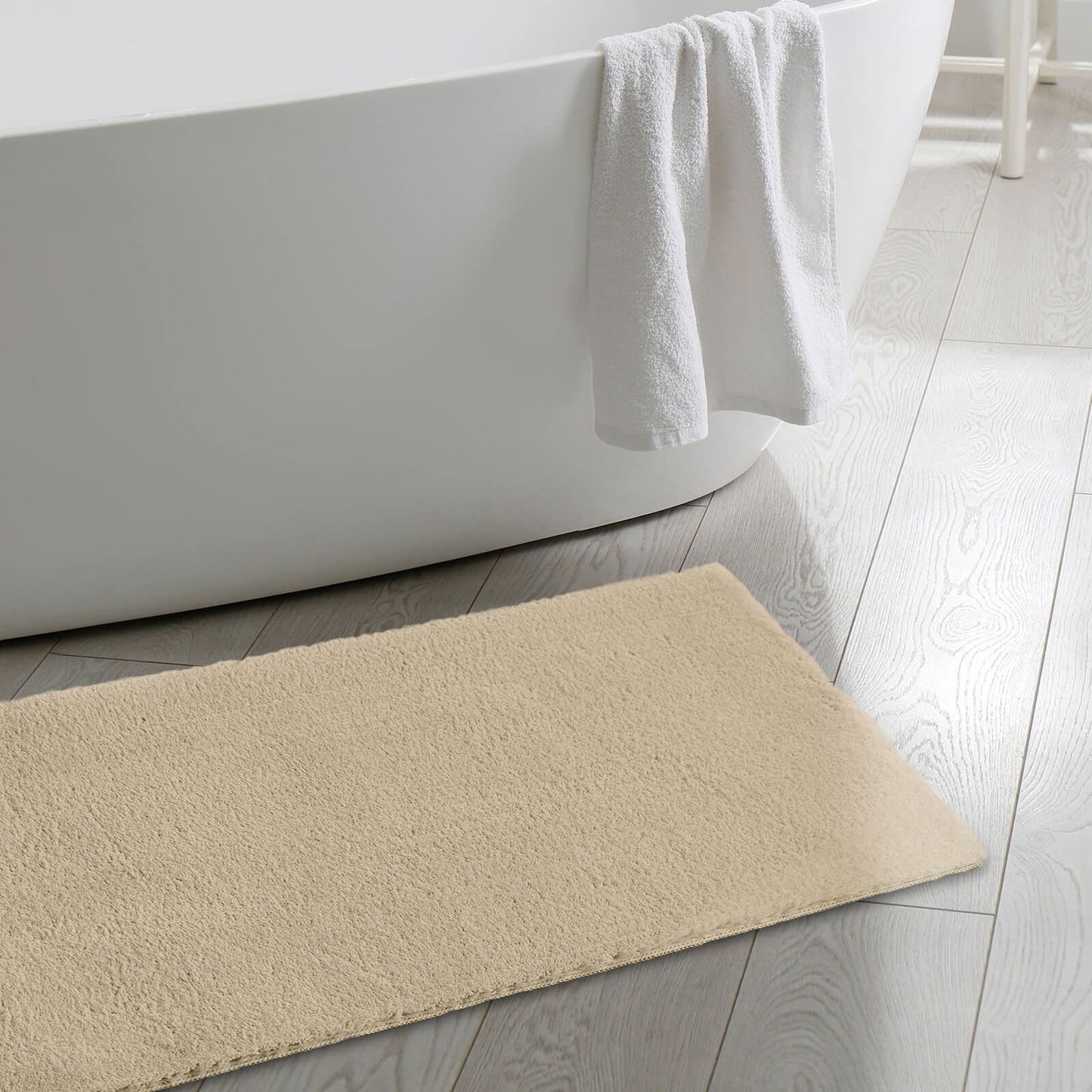 Royale Bathmat Beige Plain Rug - 050 X 070cm (1ft 6" x 3ft 0")