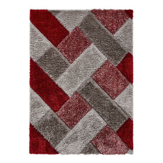 Olympia 2239 Grey/Red Shaggy Rug