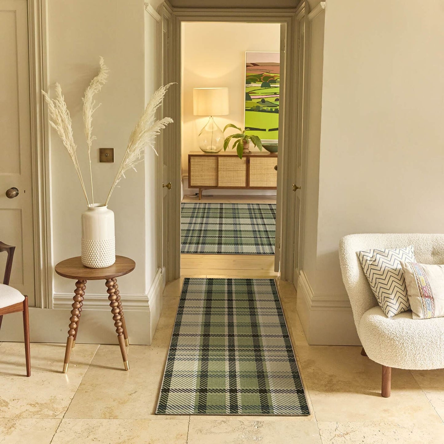 Hug Rug Eco-Washable Isla Plaid Emerald 75x220