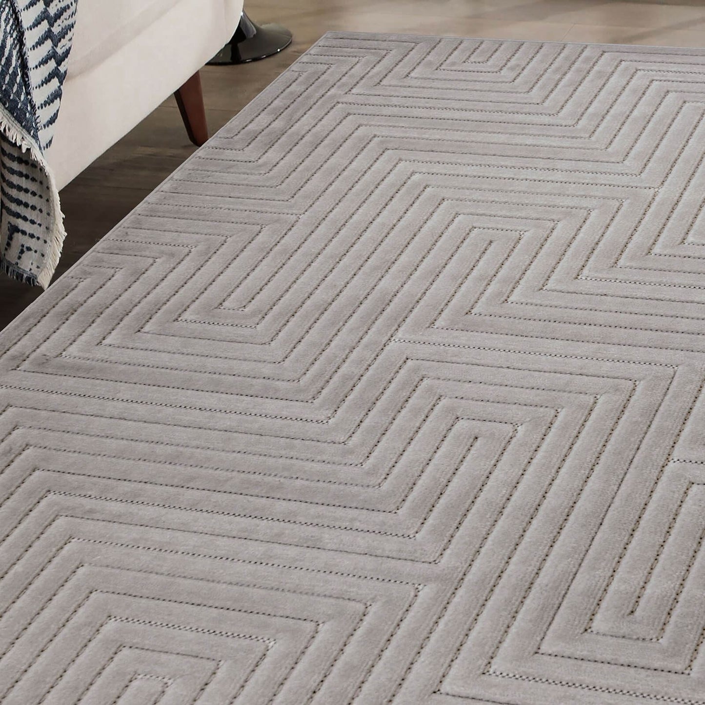 Malmo Maze Grey Contemporary Rug