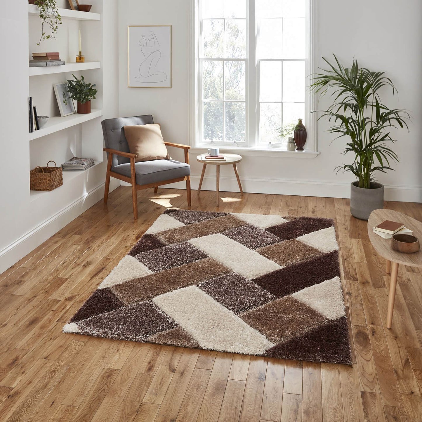 Olympia 2239 Beige/Brown Shaggy Rug