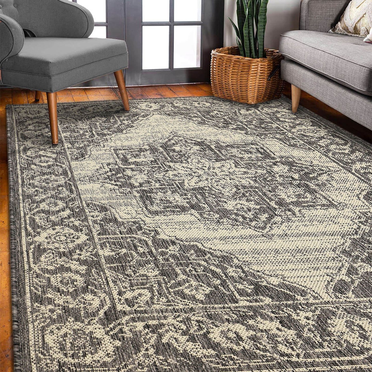 Flatweave Gel Medallion Steel Grey Rug