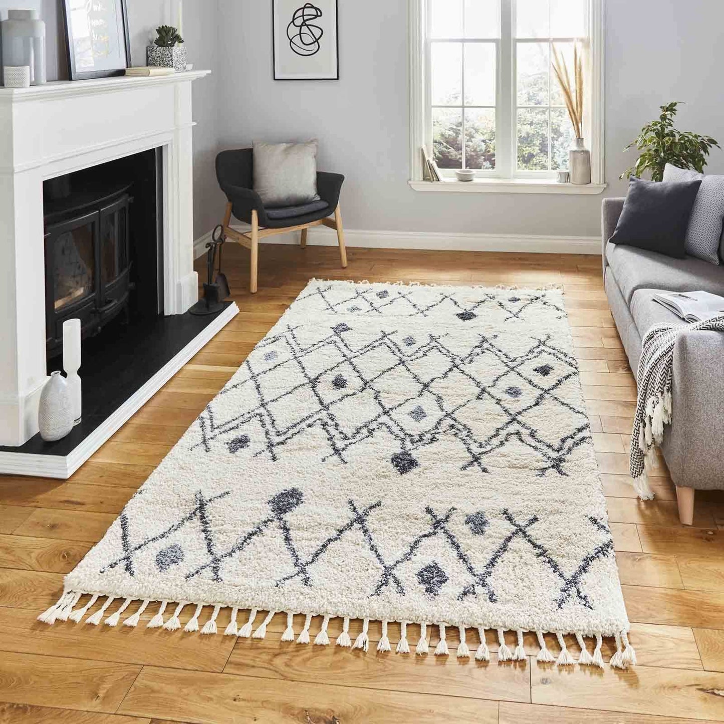 Aspen 1799 Ivory/Grey Shaggy Rug