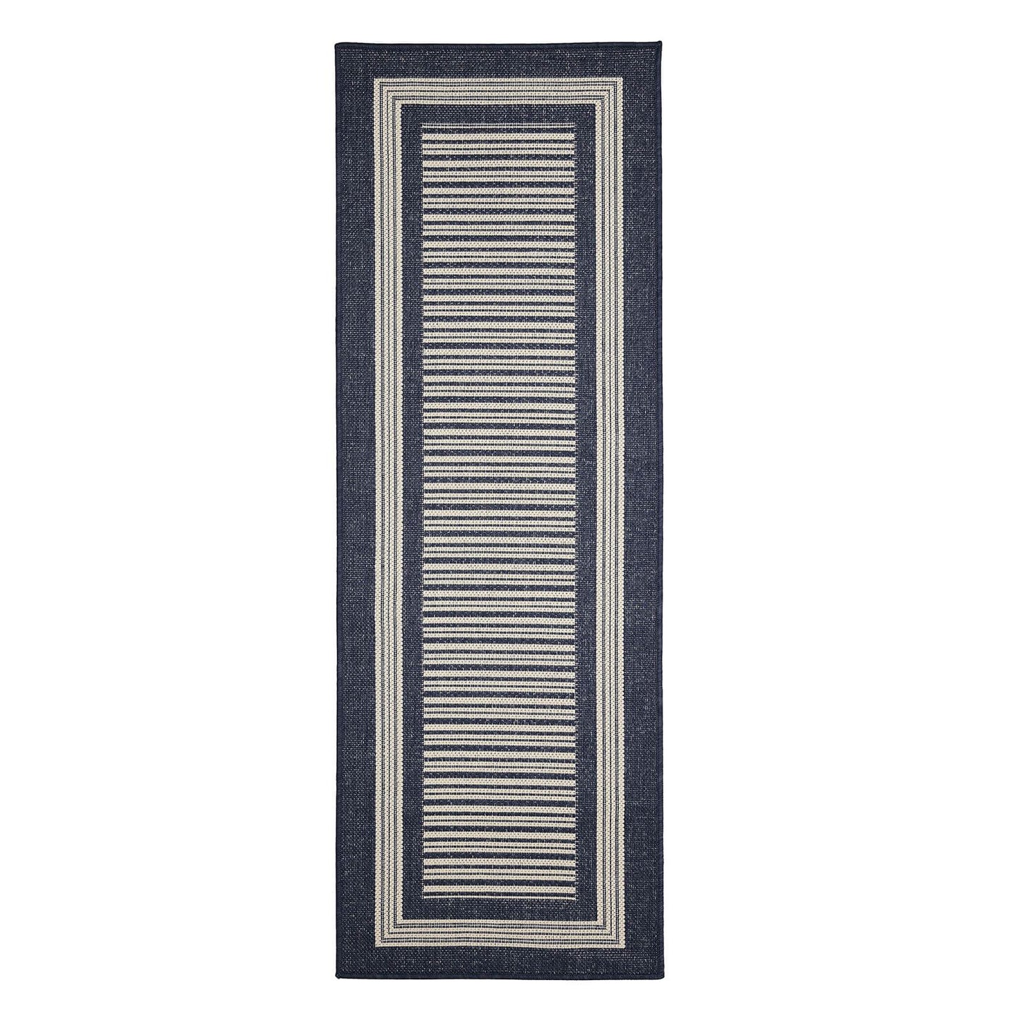 Flatweave Gel Border Navy Rug