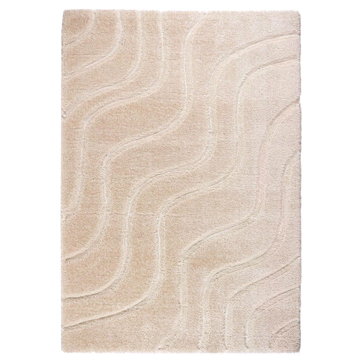 Soft Carved Wave Cream Modern Rugs