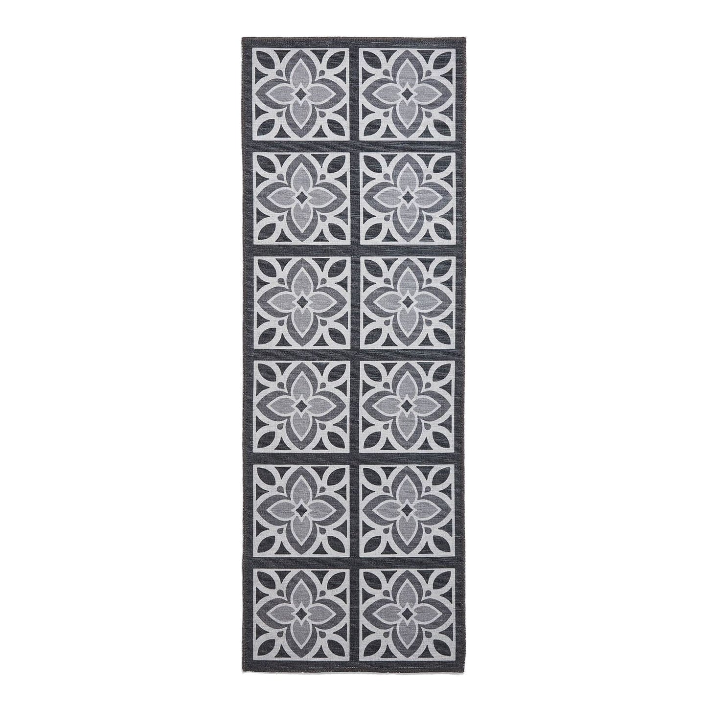 Victoria H1191 Grey/Yellow Washable Rug - 75 x 230cm Hall Runner