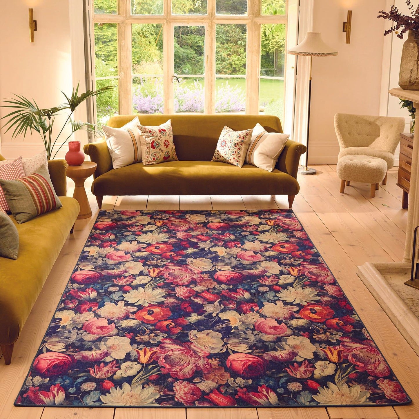 Hug Rug Eco-Washable Dark Florals Rug