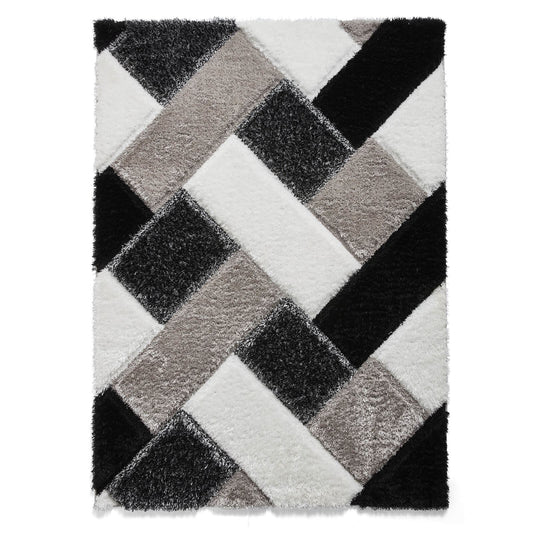 Olympia 2239 Black/White Shaggy Rug