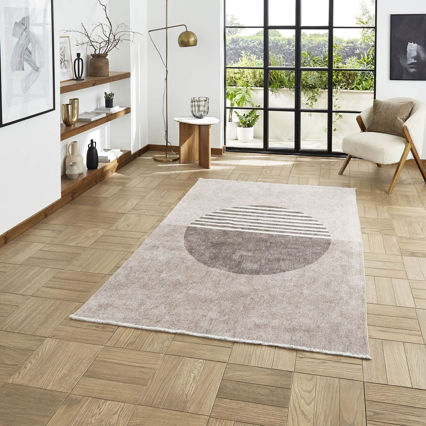 Whisper H1067 Beige Modern Washable Rug