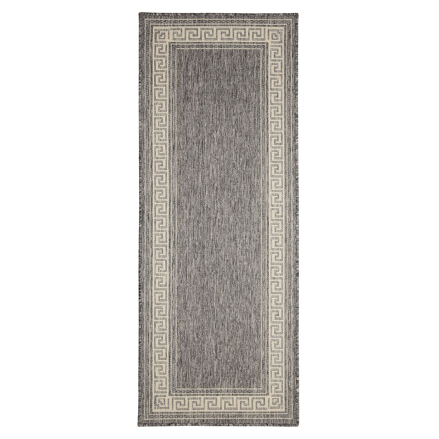 Flatweave Gel Greek Key Steel Grey Rug