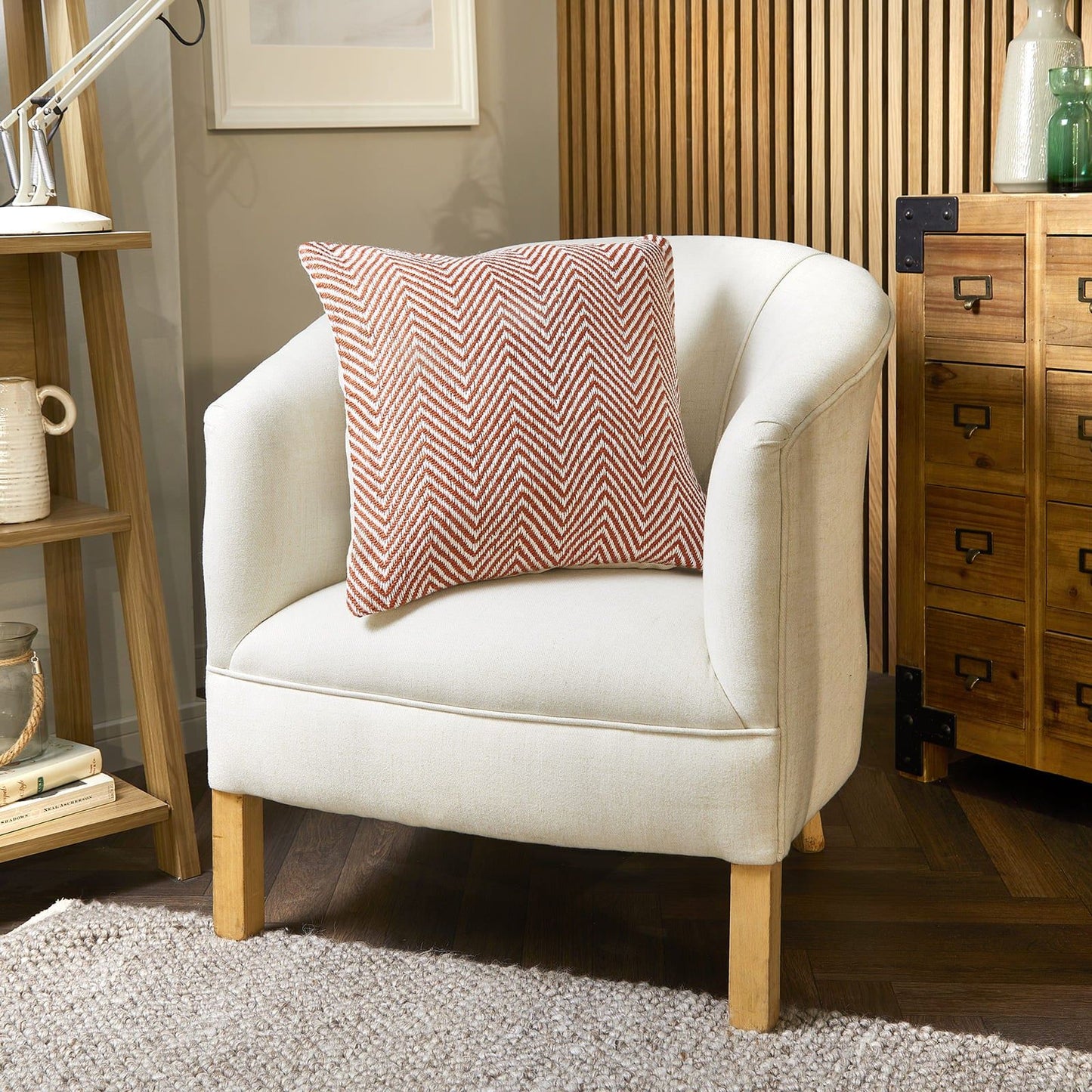 Hug Rug Woven Herringbone Cushion Rust 45X45 Rug