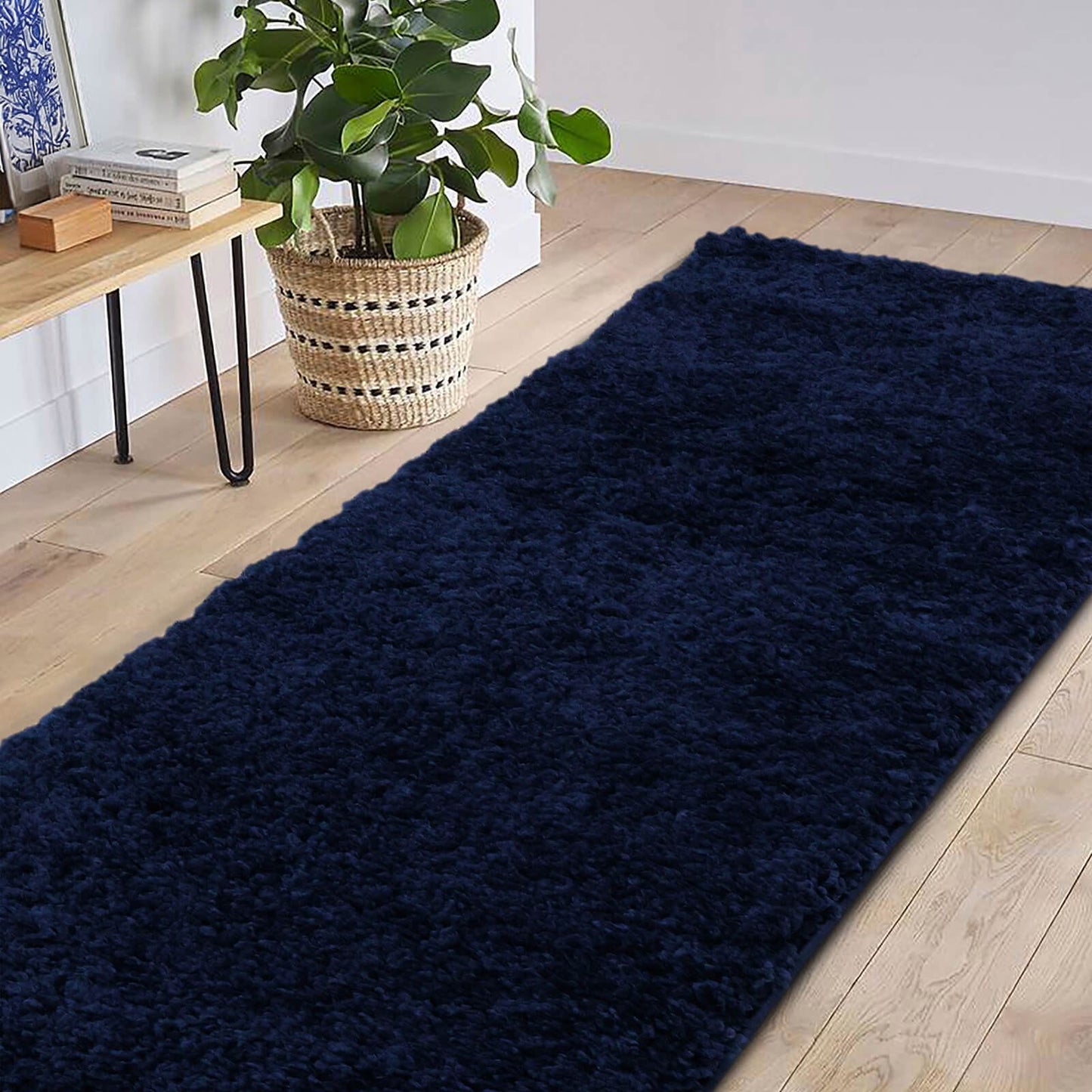 Jazz Shaggy Navy Plain Rug