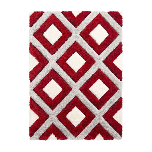 Olympia GR224 Grey/Red Shaggy Rug