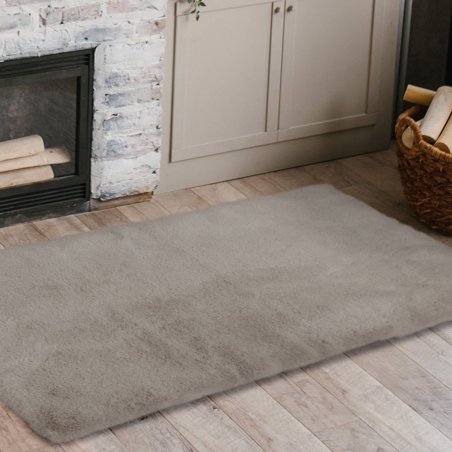 Luxury Faux Fur Natural Plain Rug