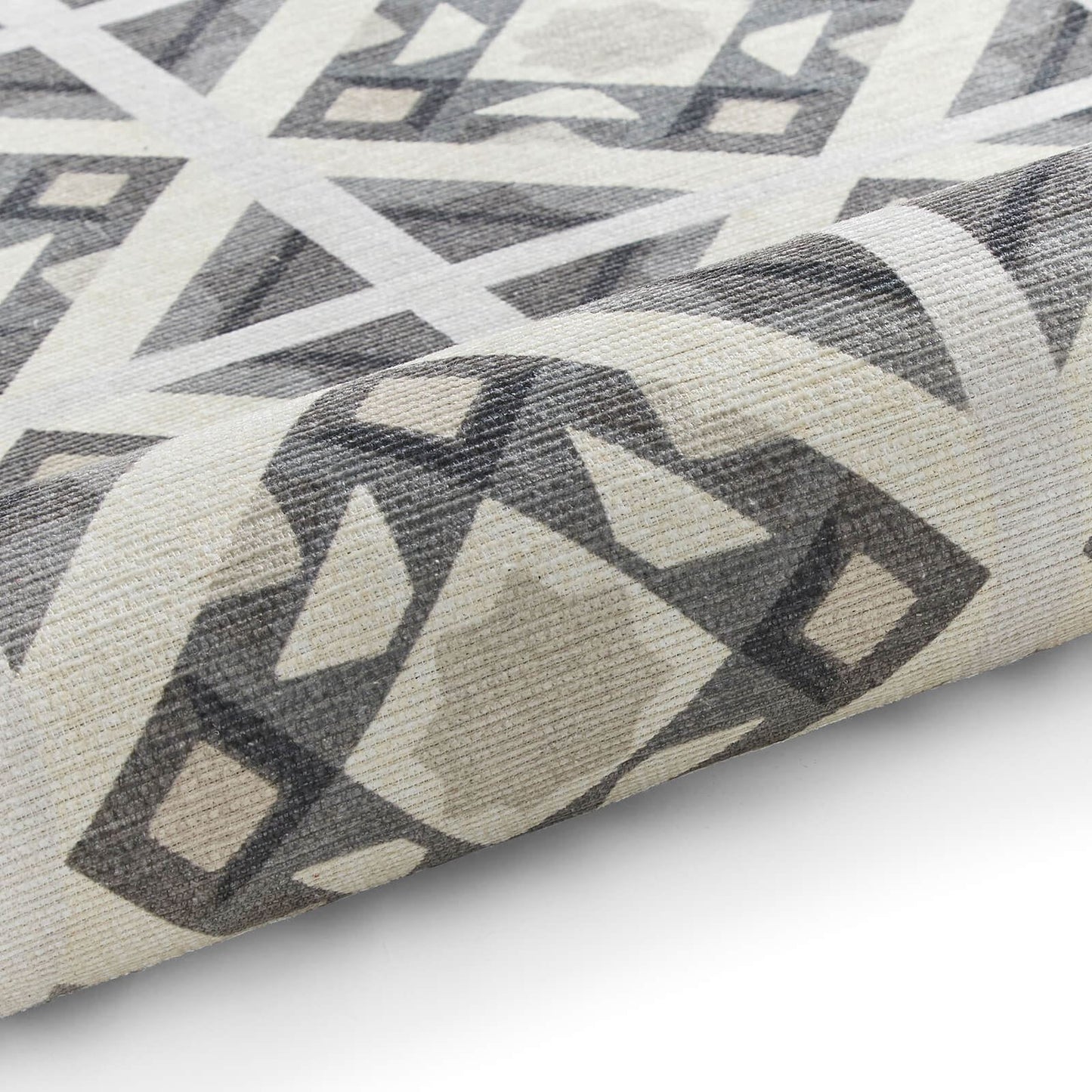 Victoria H1187 Grey/Beige Washable Rug - 75 x 230cm Hall Runner