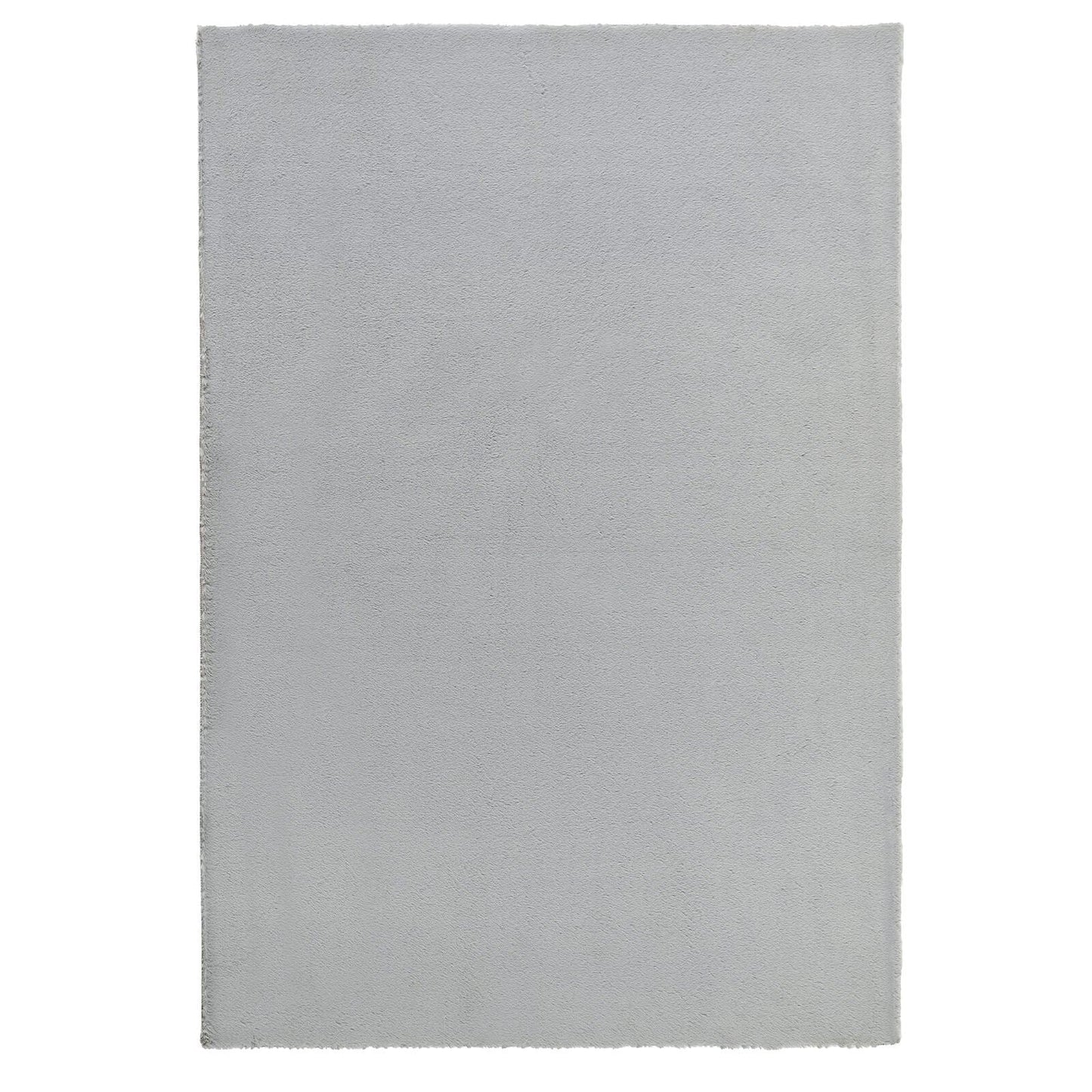 Washable Faux Fur Plain Grey Rug