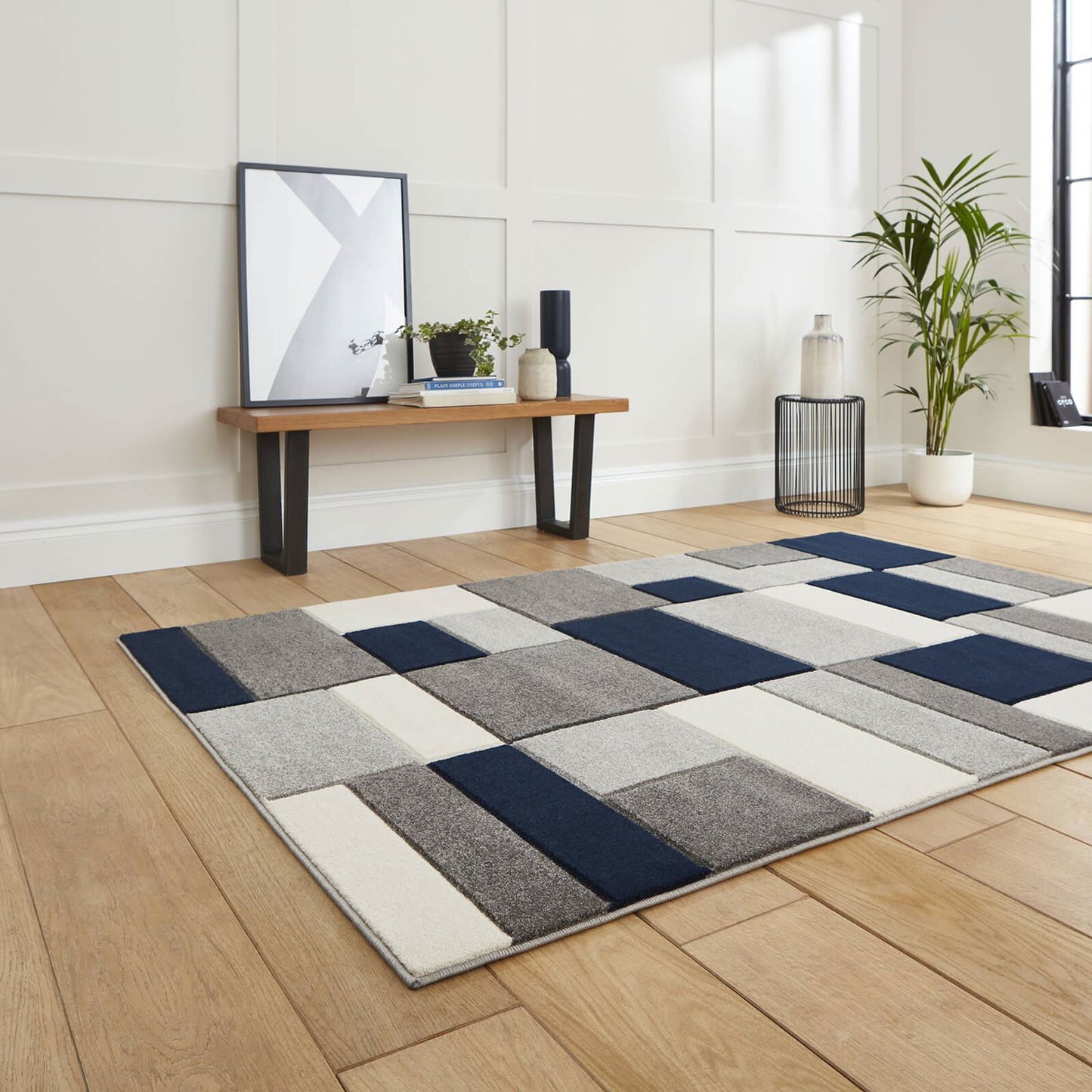 Matrix MT61 Grey/Navy Modern Rug