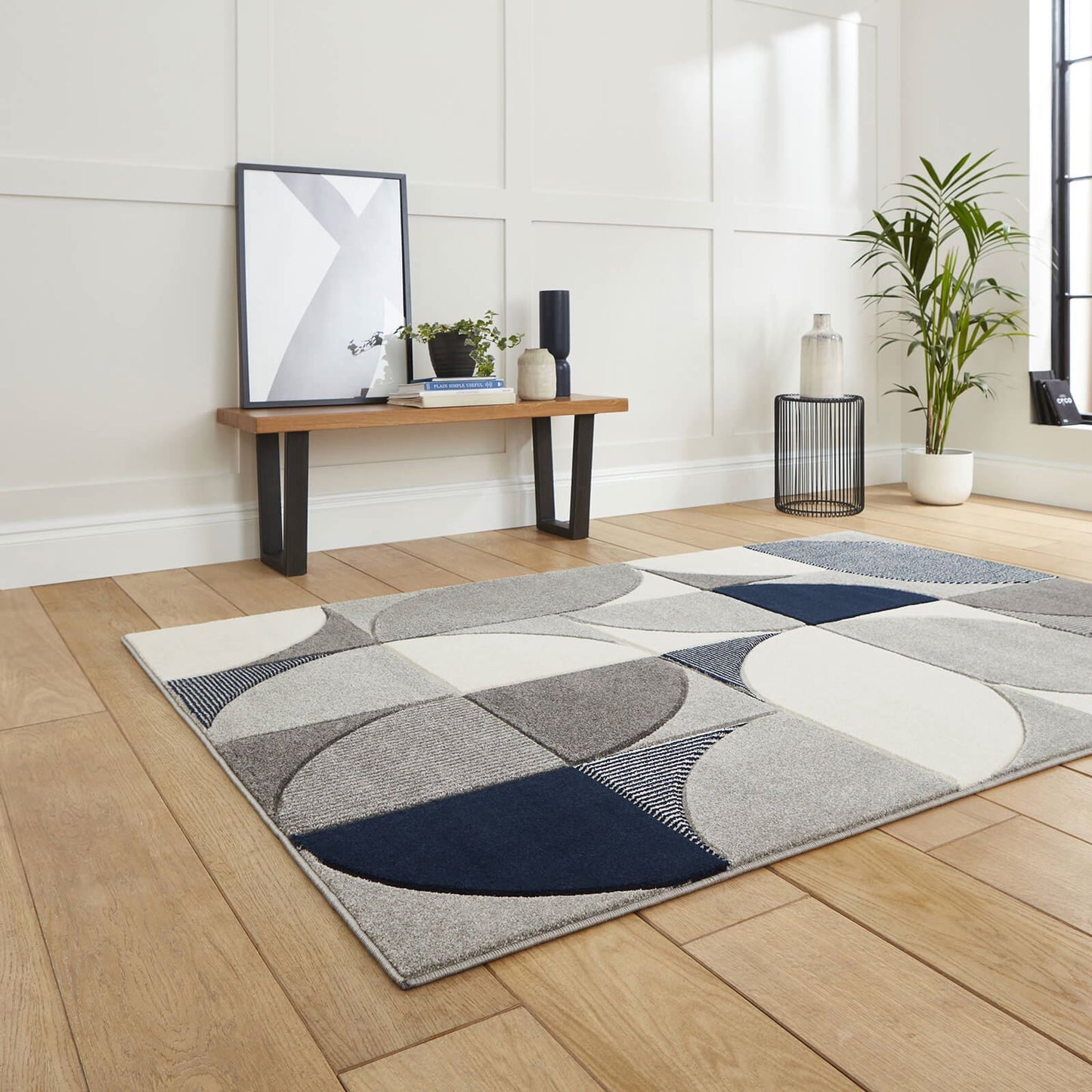 Matrix MT63 Grey/Navy Modern Rug