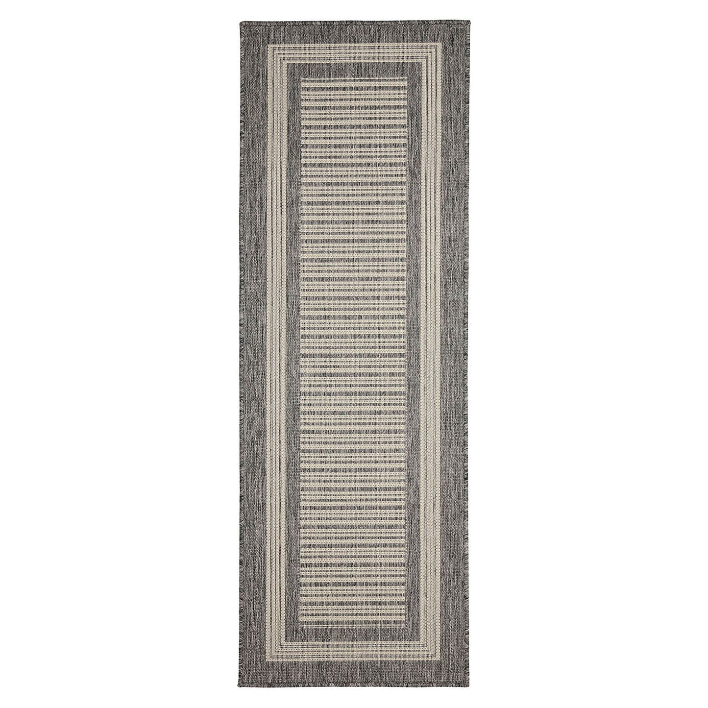 Flatweave Gel Border Steel Grey Rug
