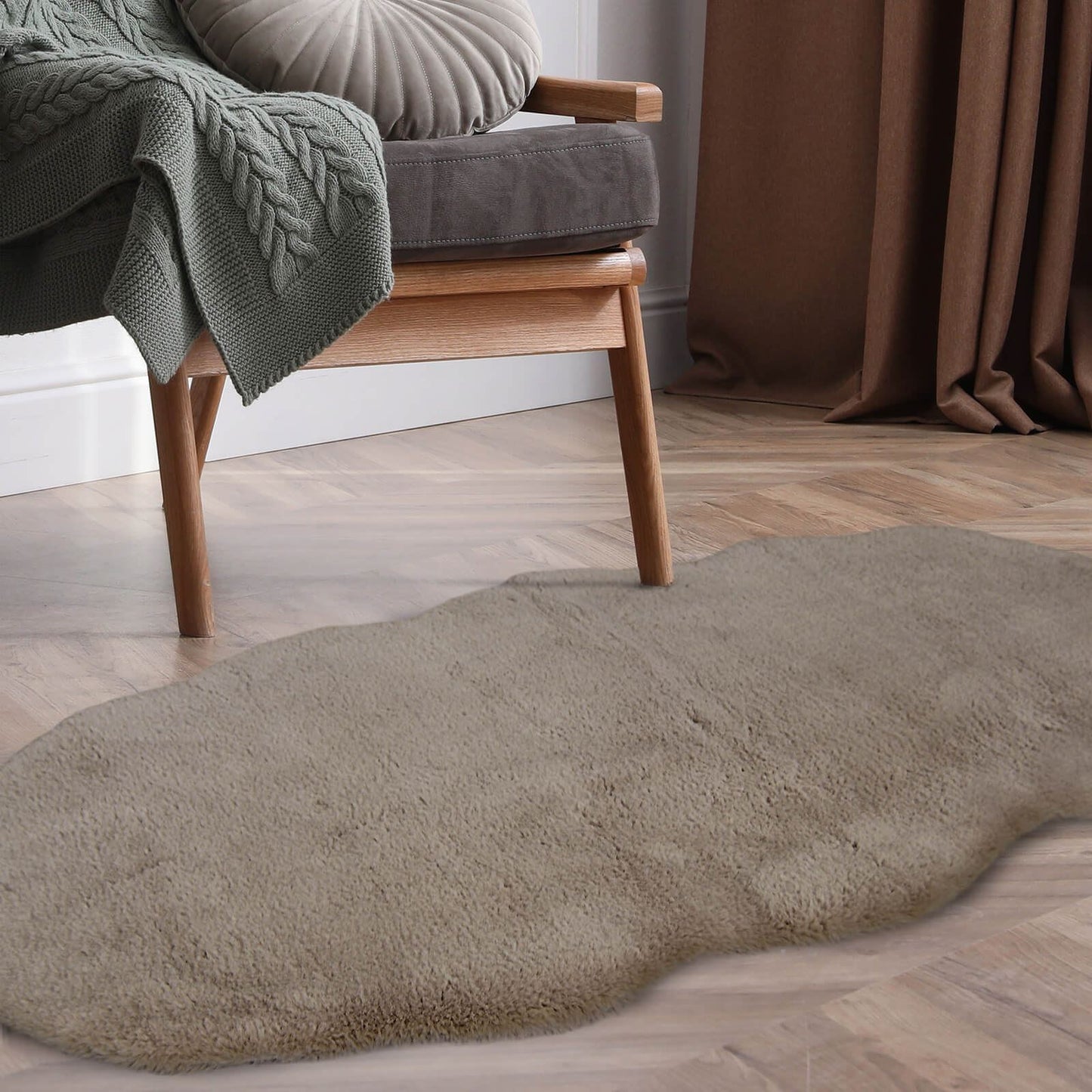Luxury Faux Fur Natural Plain Rug