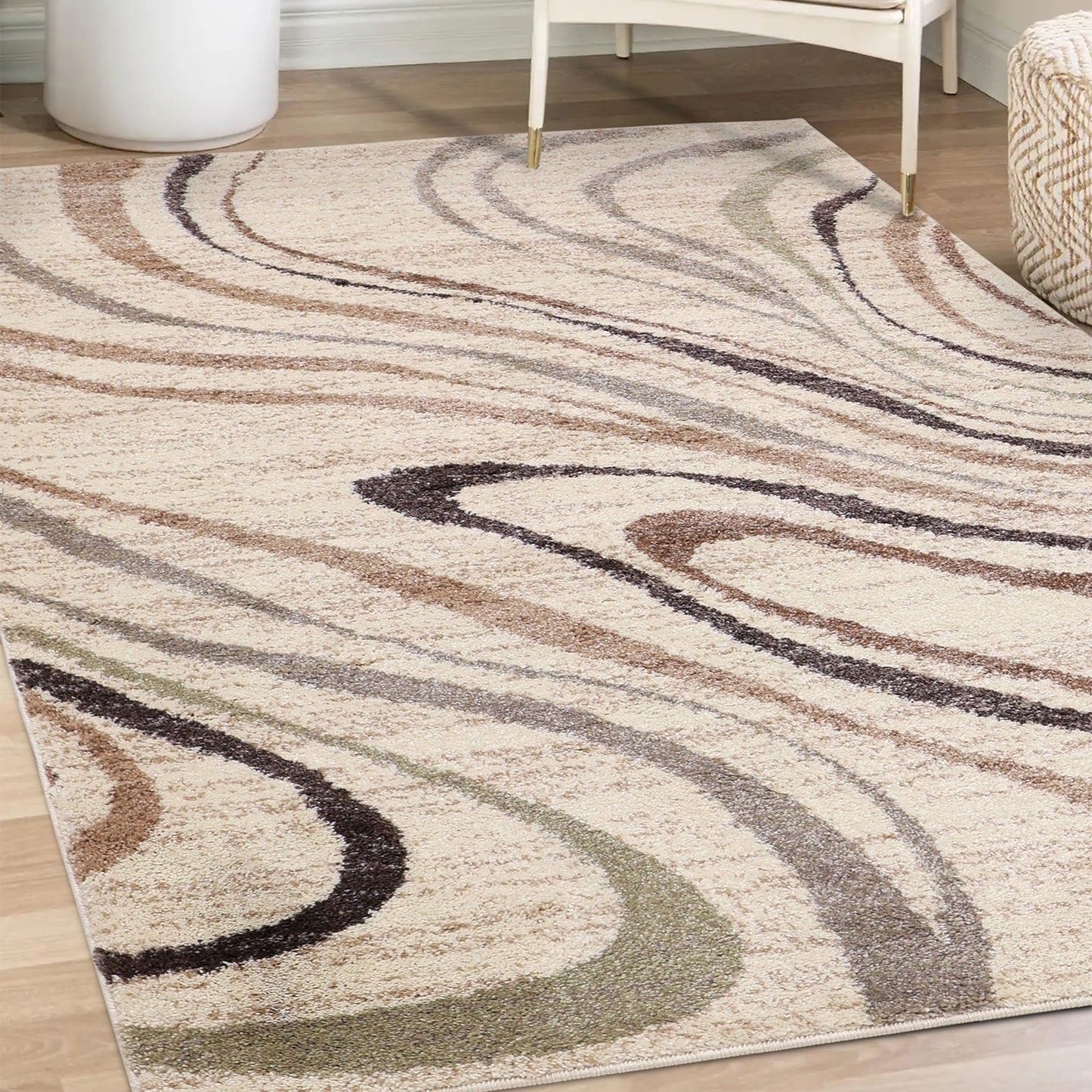 Gio Waves Geometric Natural Rug