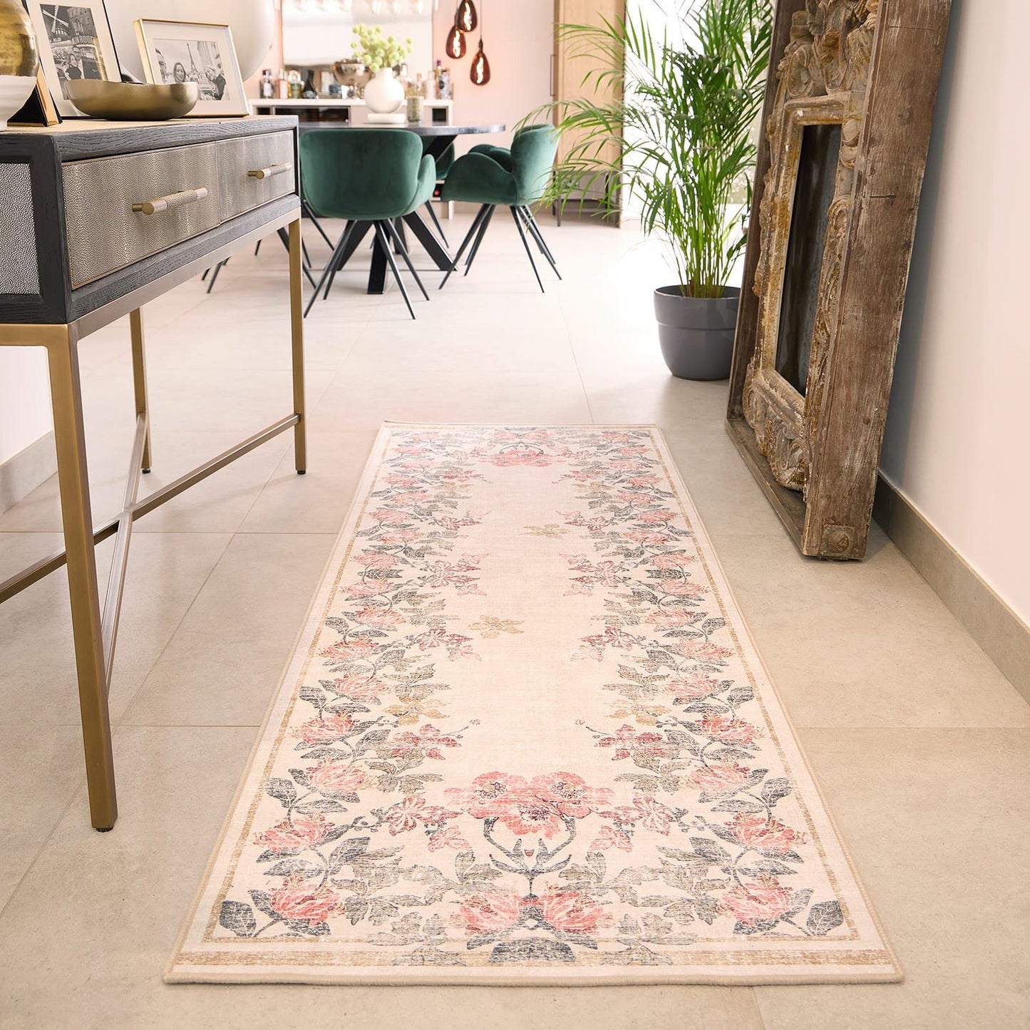 Hug Rug Eco-Washable Botanical Border Rug