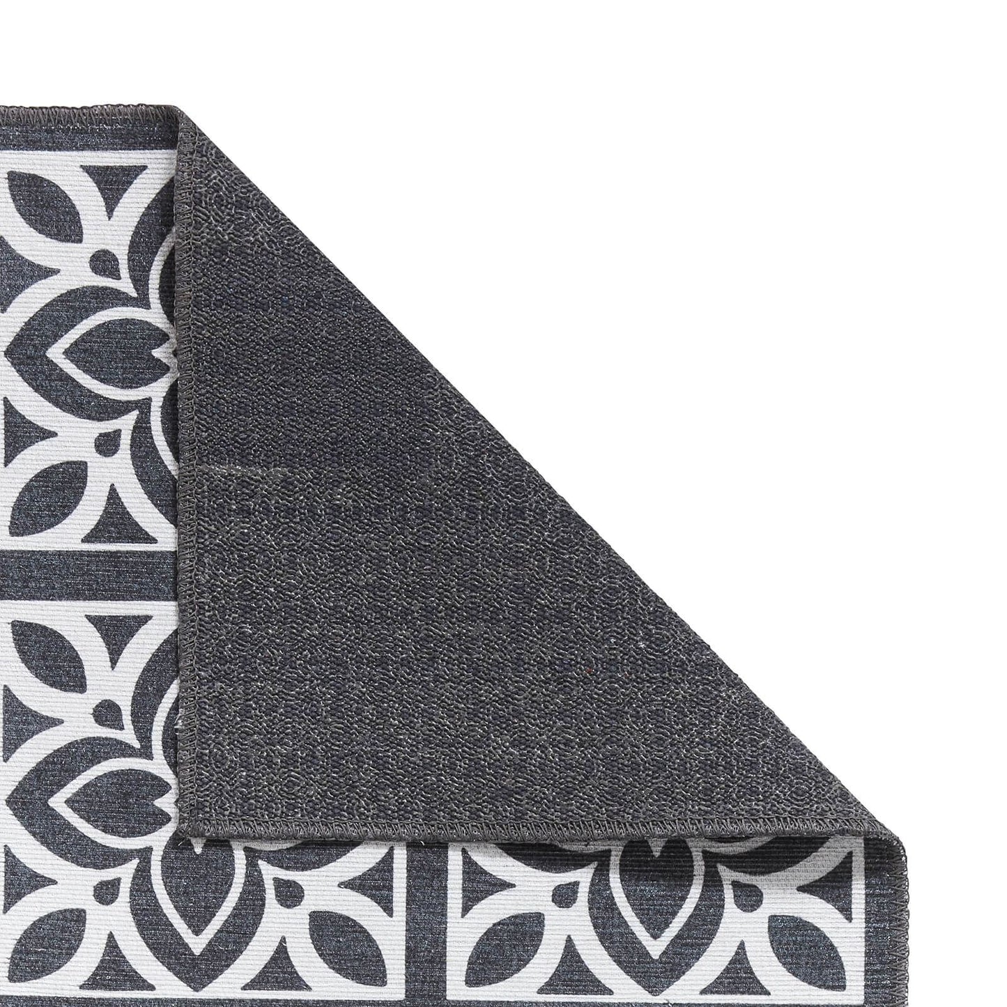Victoria H1191 Dark Grey  Washable Rug - 75 x 230cm Hall Runner