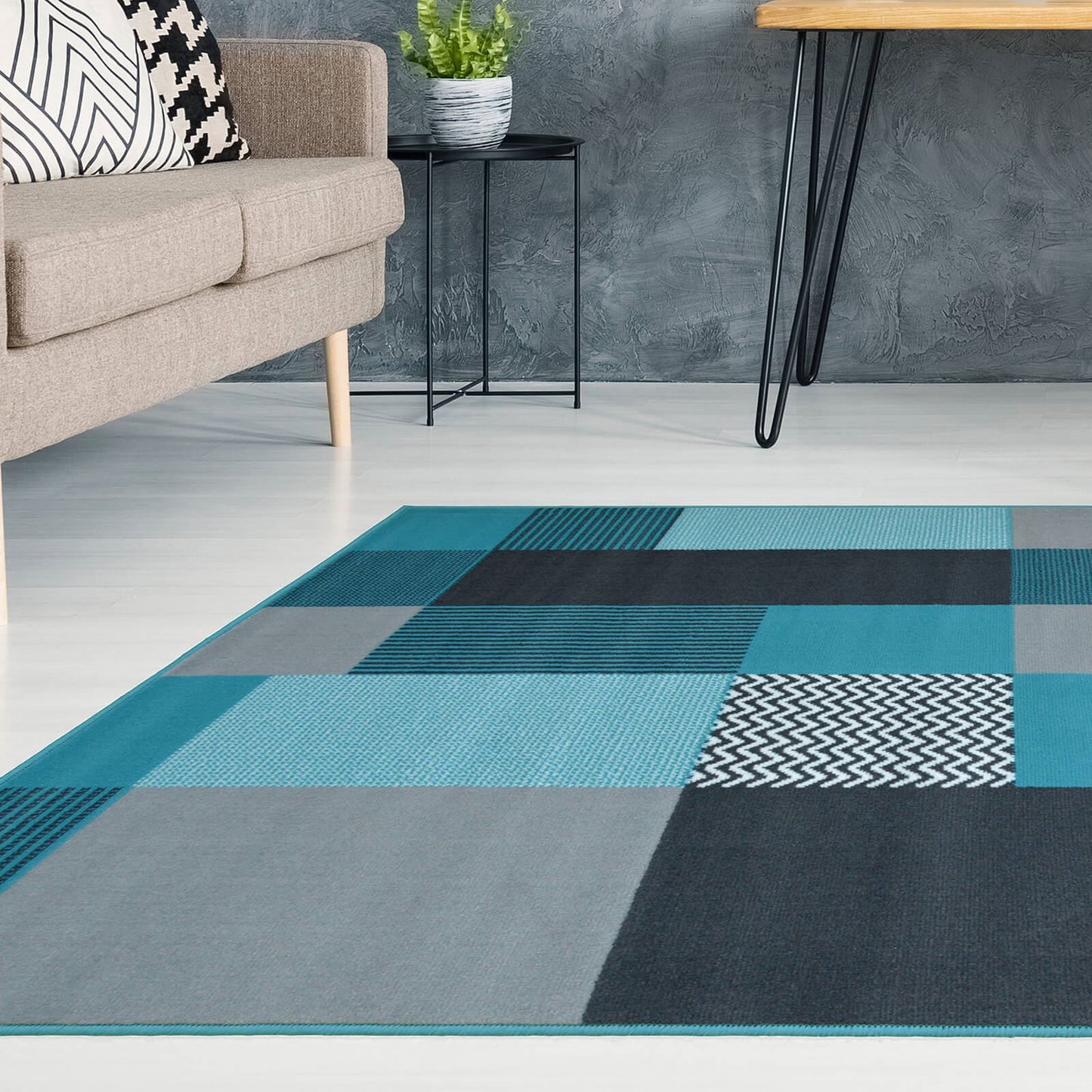 Maestro Montreal Teal Blocks Rug