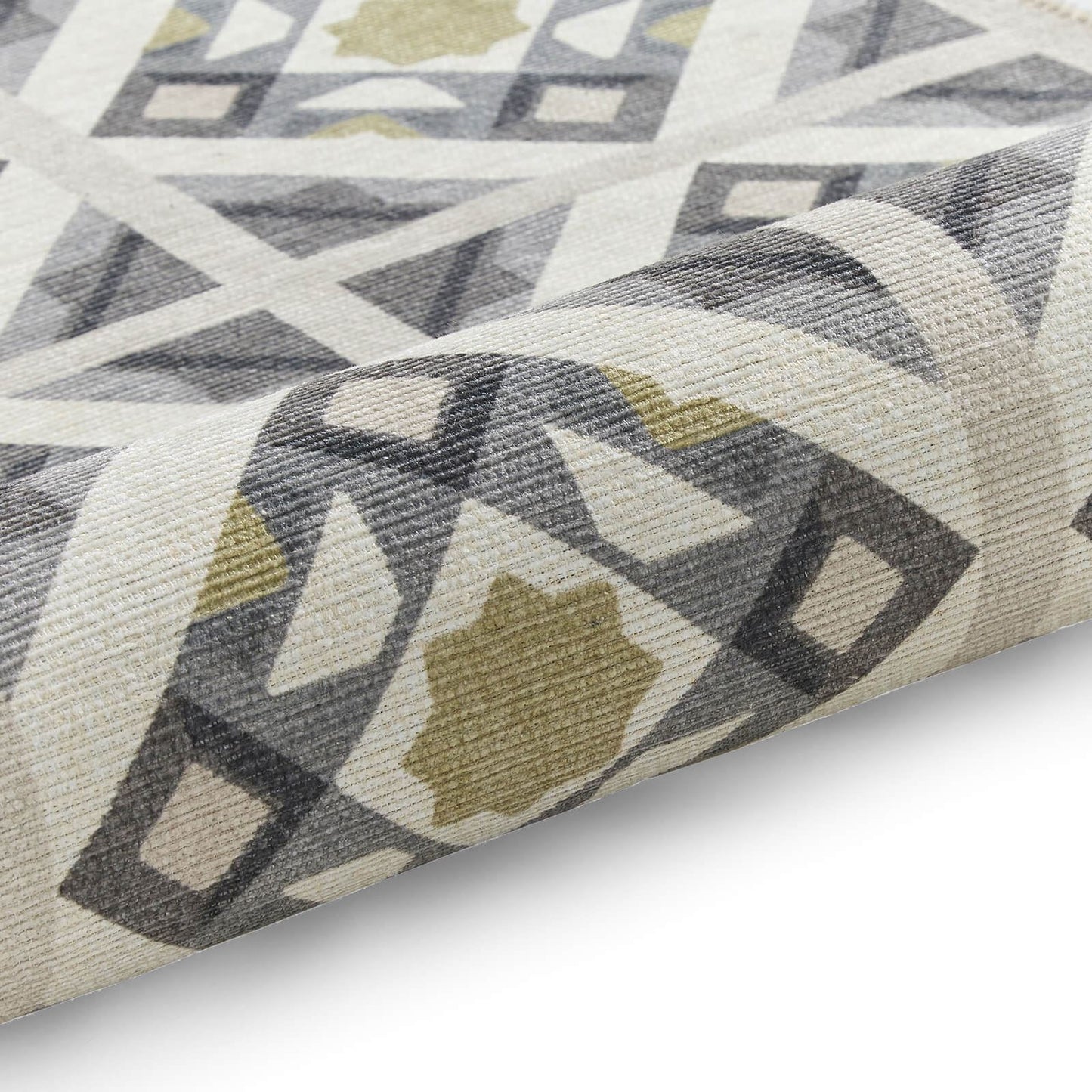 Victoria H1187 Grey/Yellow Washable Rug - 75 x 230cm Hall Runner