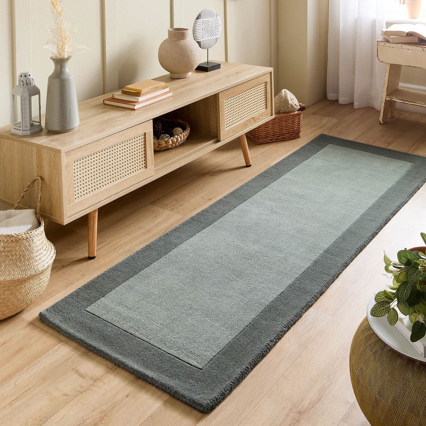 Borders Sage Green Plain Rugs