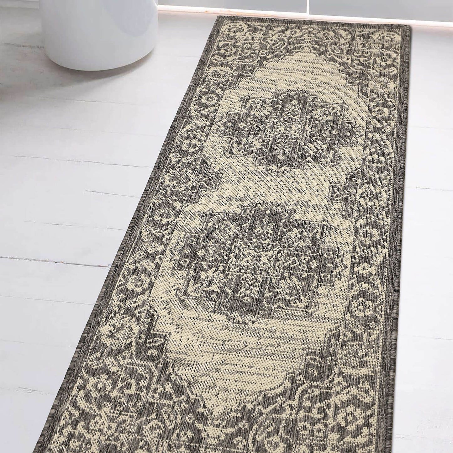 Flatweave Gel Medallion Steel Grey Rug
