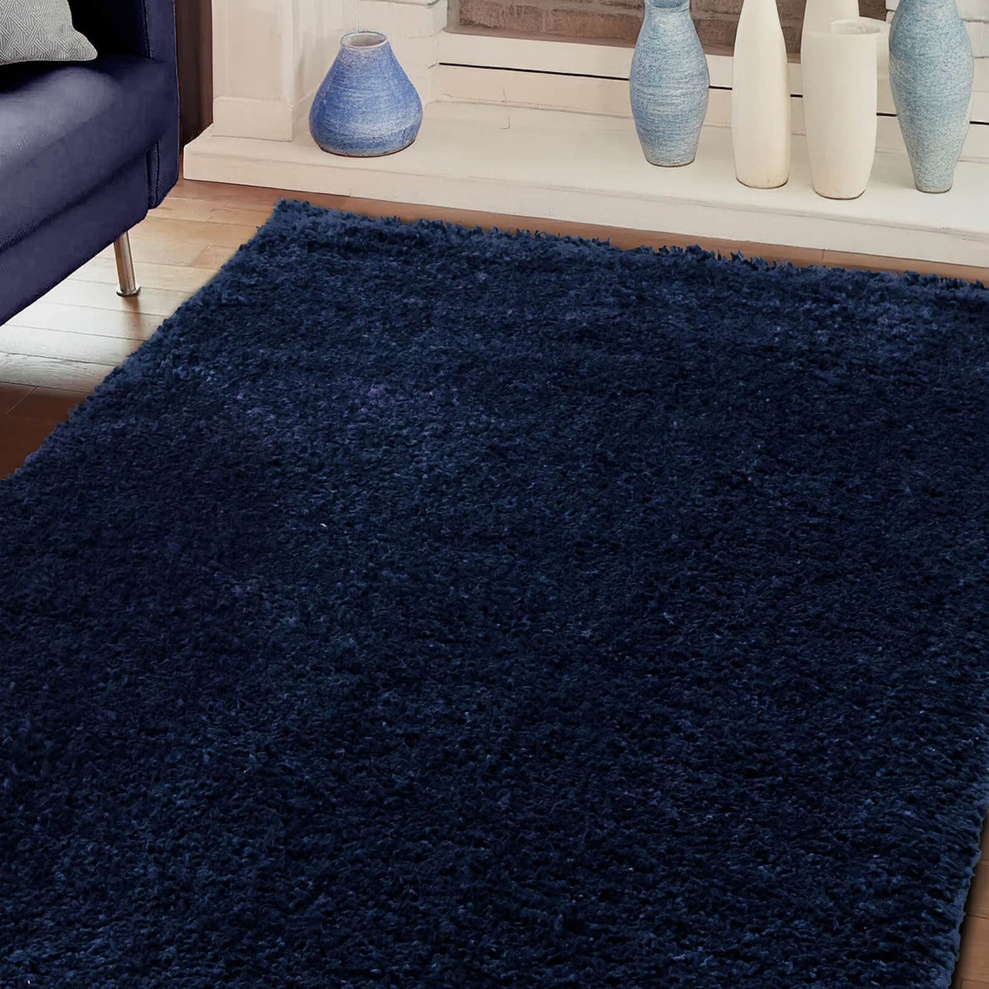 Jazz Shaggy Navy Plain Rug