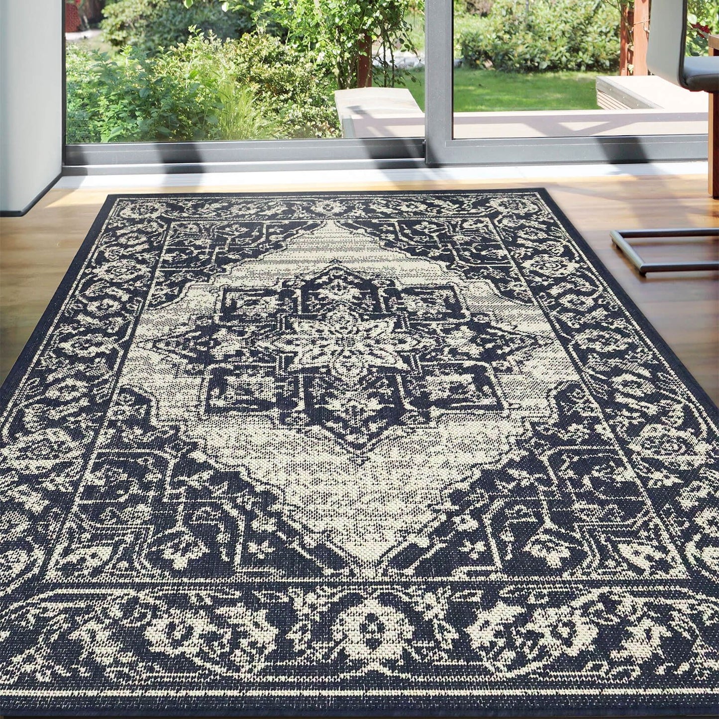 Flatweave Gel Medallion Navy Rug