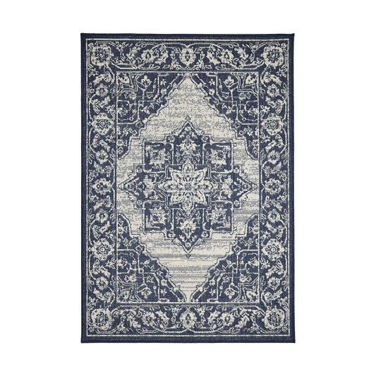 Flatweave Gel Medallion Navy Rug