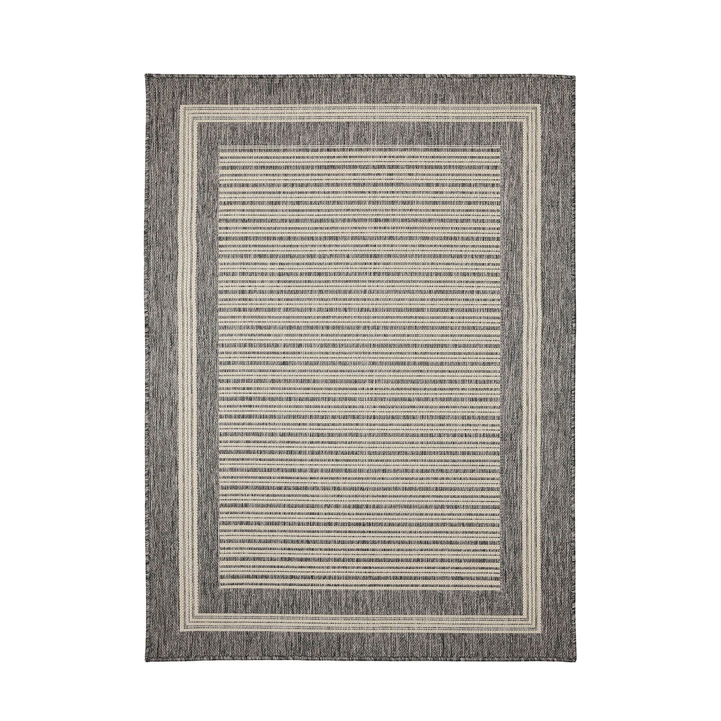 Flatweave Gel Border Steel Grey Rug
