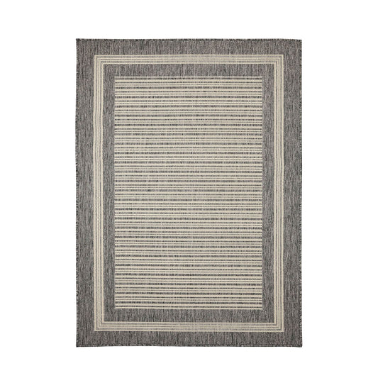 Flatweave Gel Border Steel Grey Rug