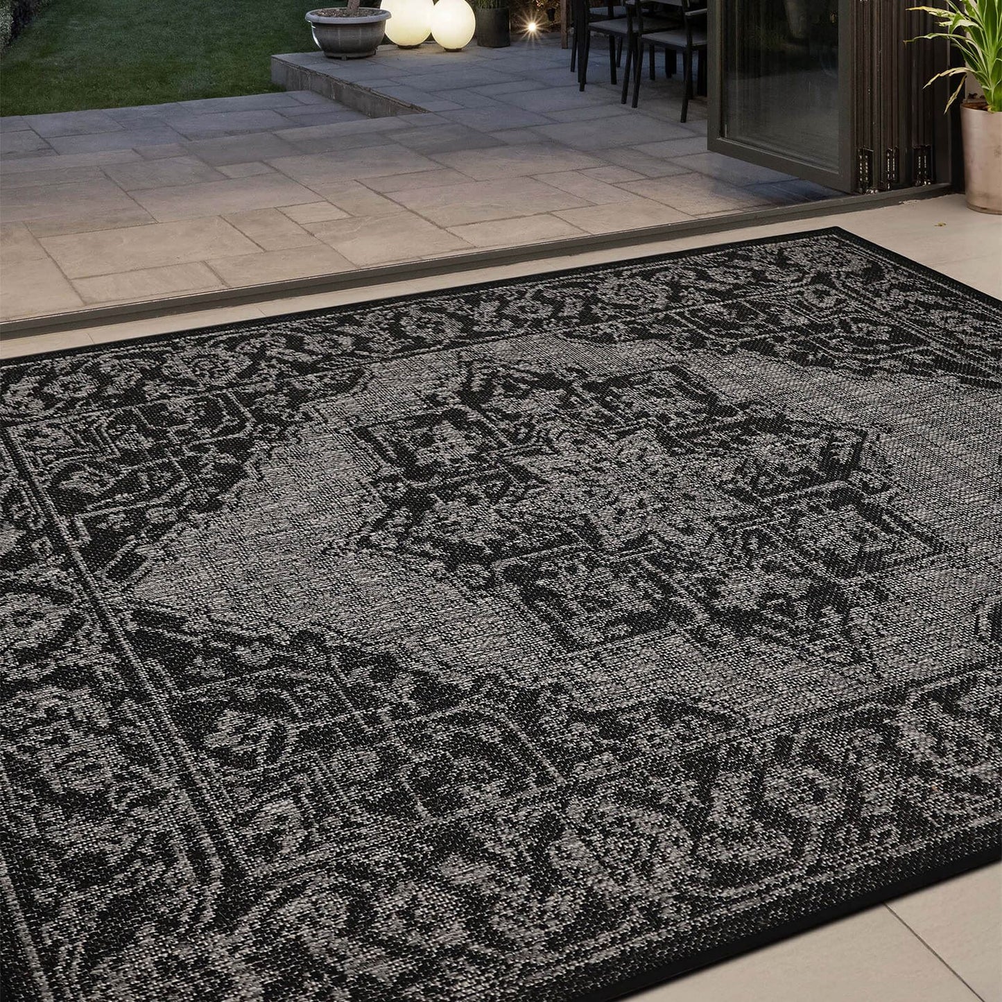 Flatweave Gel Medallion Black Rug