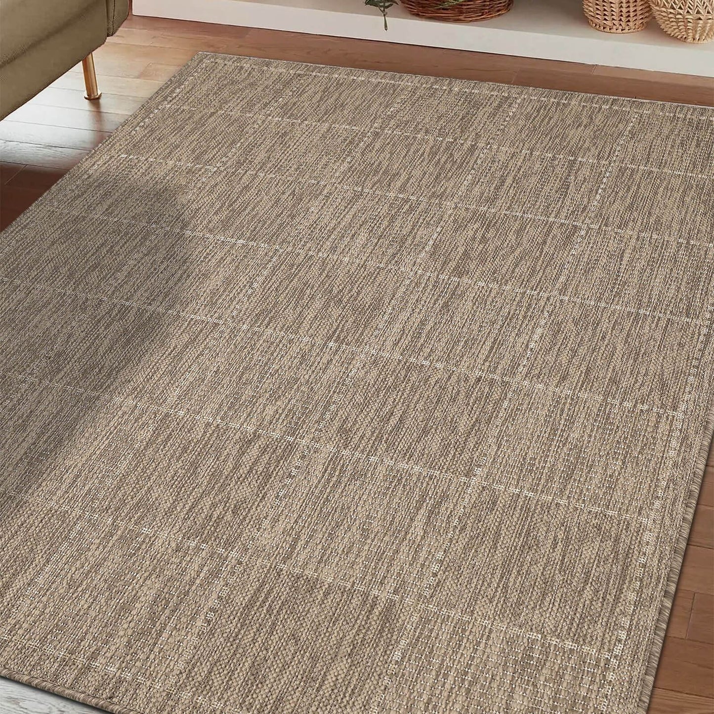 Flatweave Gel Border Natural Rug