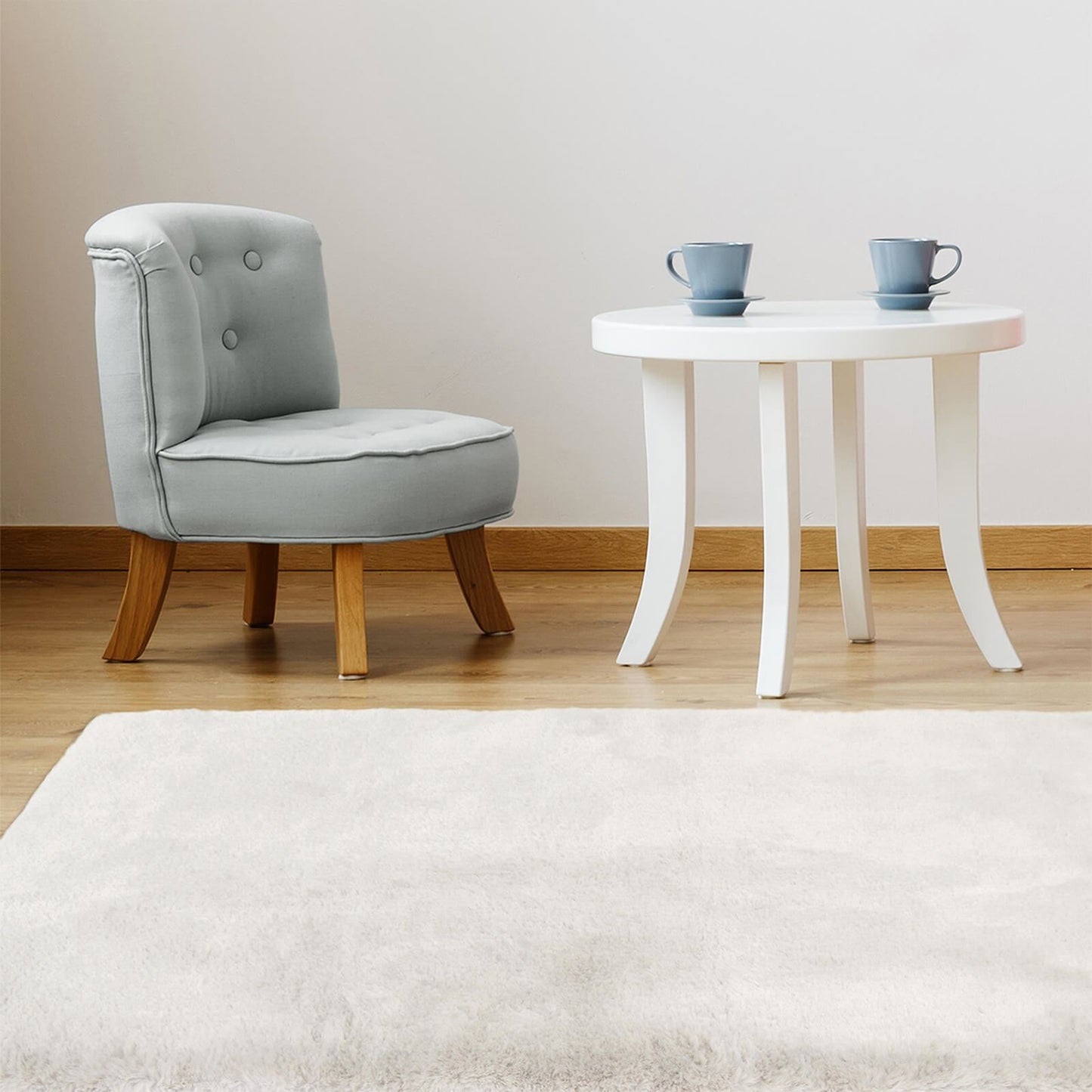 Luxury Faux Fur Ivory Plain Rug