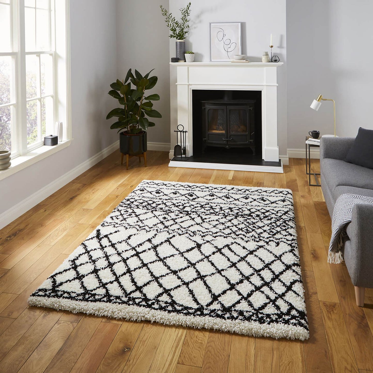 Scandi Berber G274 White/Black Modern Rug