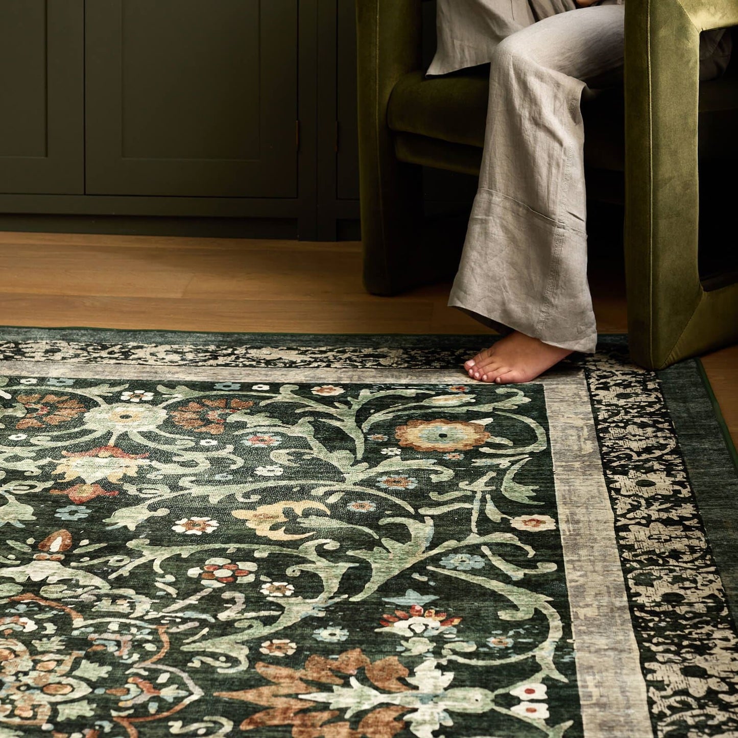 Hug Rug Eco-Washable Country Paisley Green 75x220