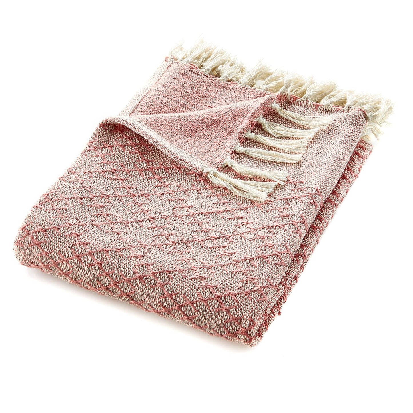 Hug Rug Woven Trellis Throw Coral Pink 130x180 Rug