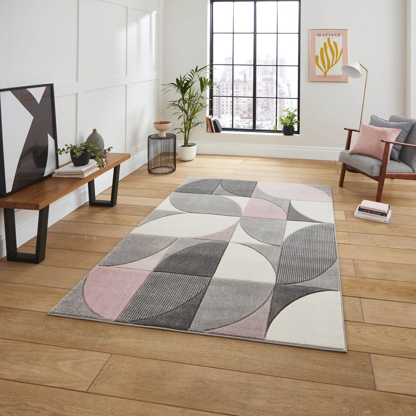 Matrix MT63 Grey/Rose Modern Rug