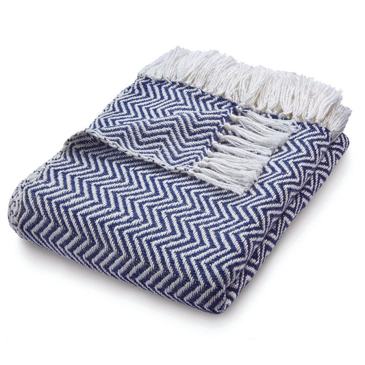 Hug Rug Woven Herringbone Throw Navy 130X180 Rug