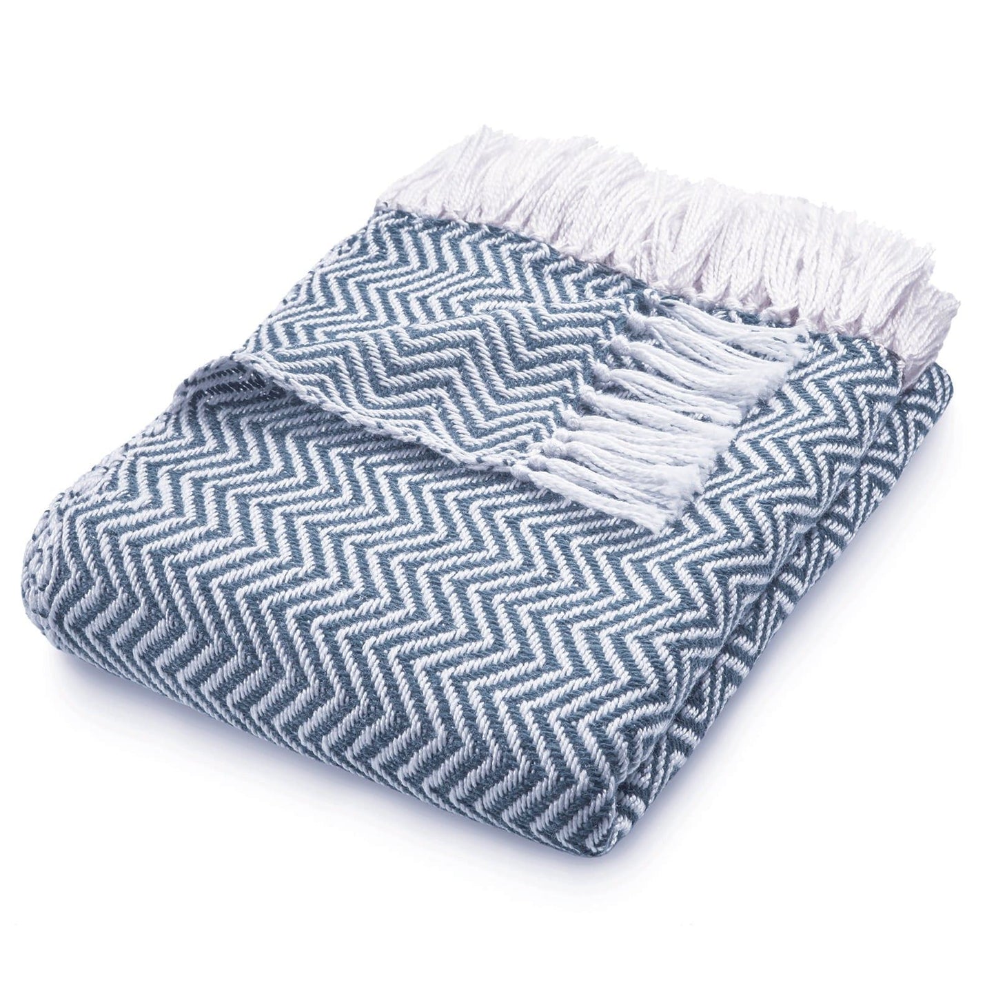 Hug Rug Woven Herringbone Throw Denim Blue 130X180 Rug