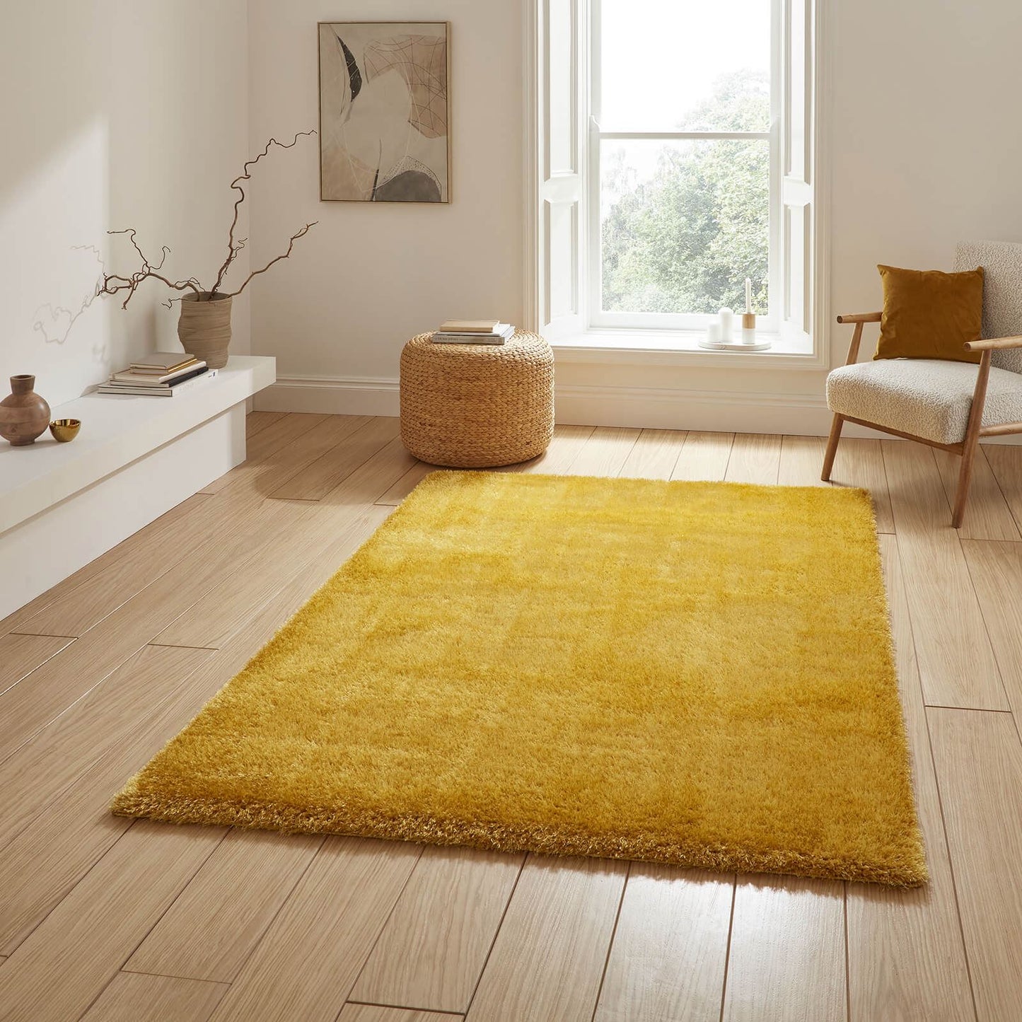 Lux Shaggy Yellow Shaggy Rug