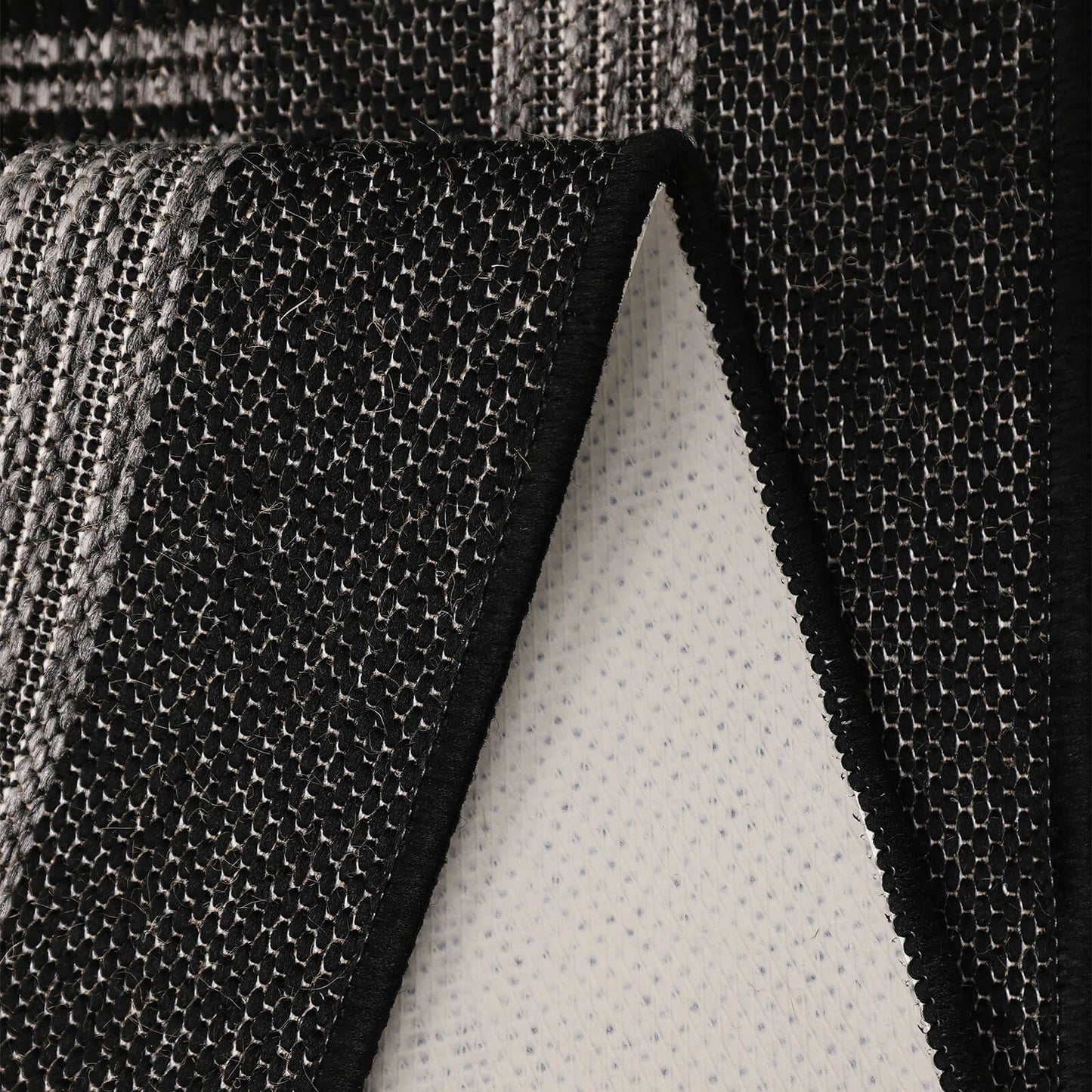 Flatweave Gel Border Black Rug
