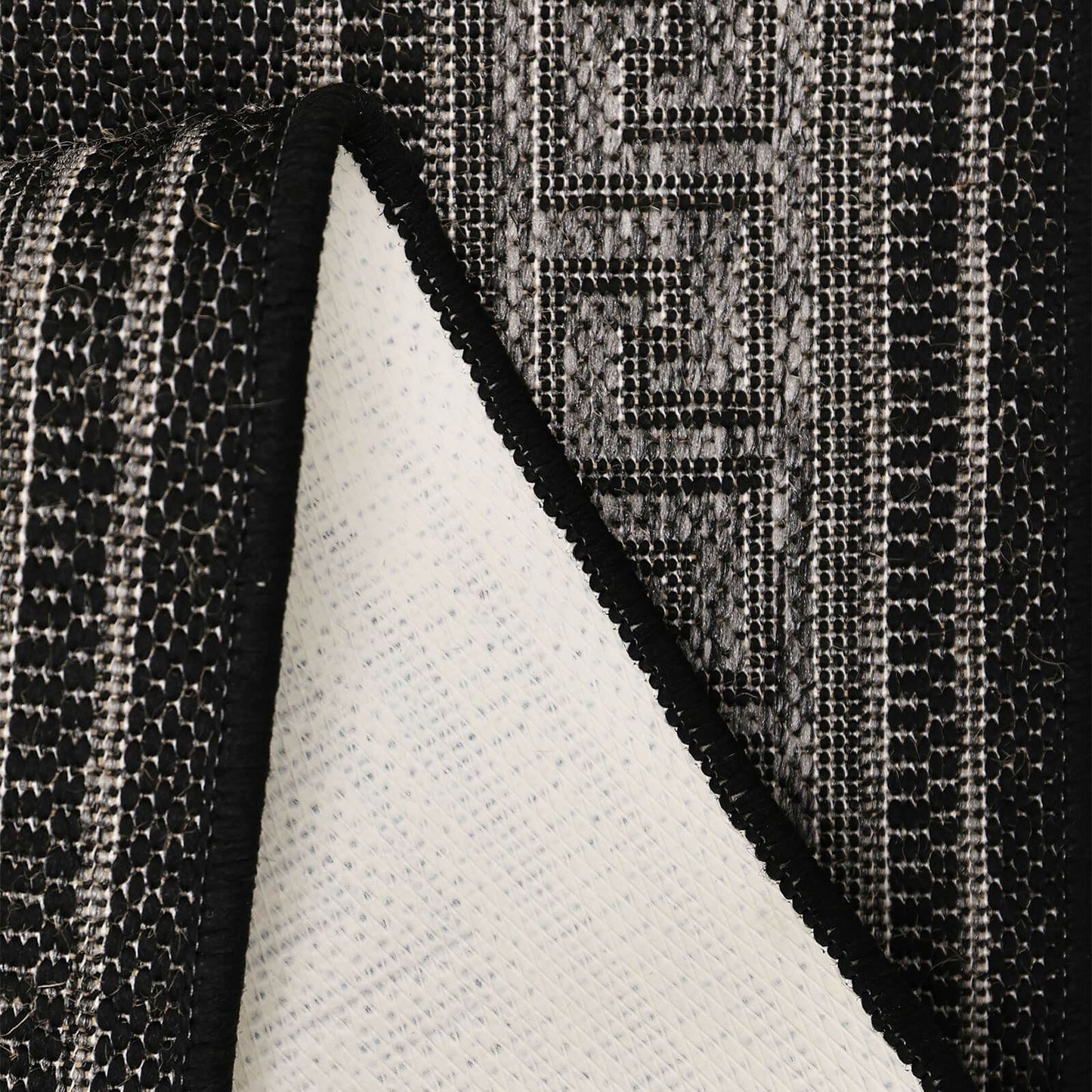 Flatweave Gel Greek Key New Black Rug