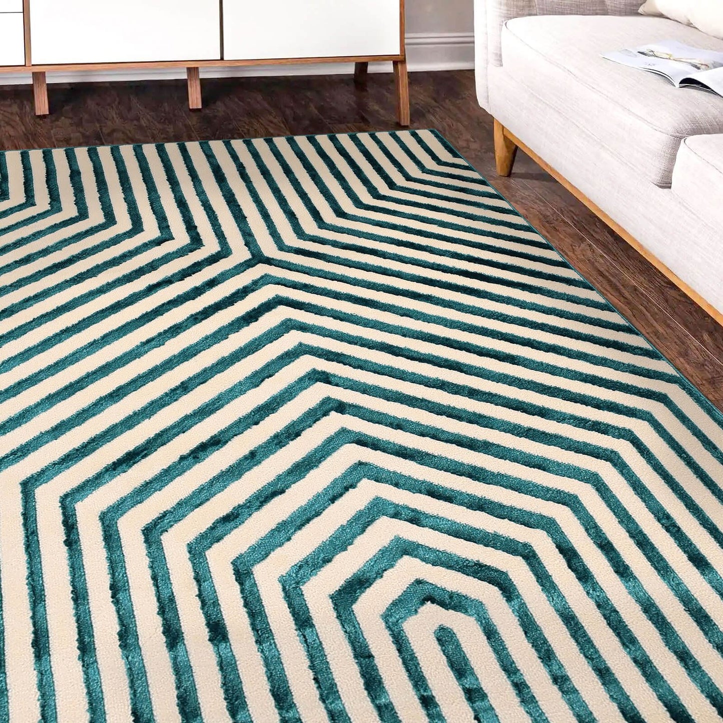 Zoe Illusion Blue Abstract Rug
